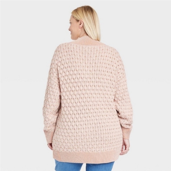 NWT Knox Rose Peach and Cream Oversized Mock Turtleneck Knit Sweater - Picture 3 of 16